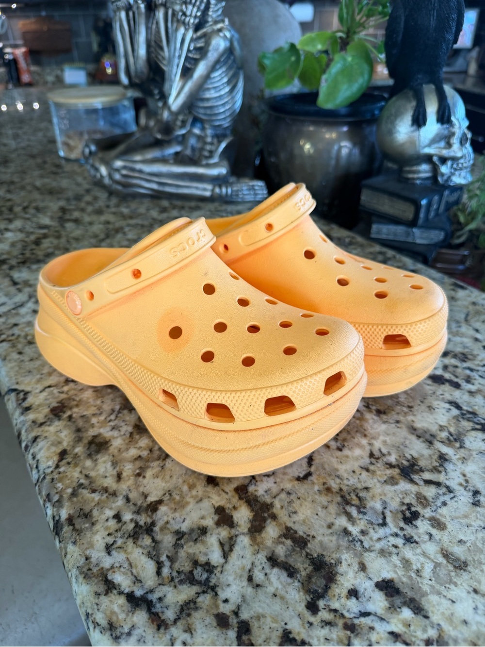 CROCS Orange Classic Clog Platform Sandals